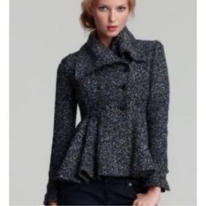 FREE PEOPLE Patricia blue grey peplum coat